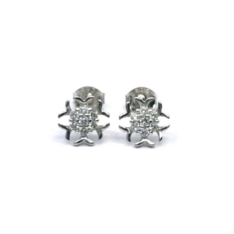 Pendientes de copo de nieve de plata con piedras blancas