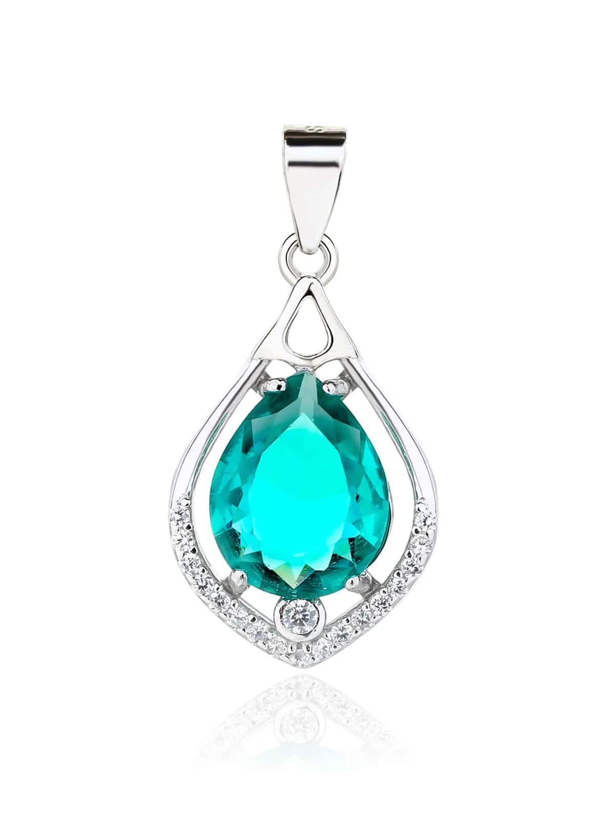 Colgante en forma de gota con circonita verde menta, plata de ley 925 con baño de rodio