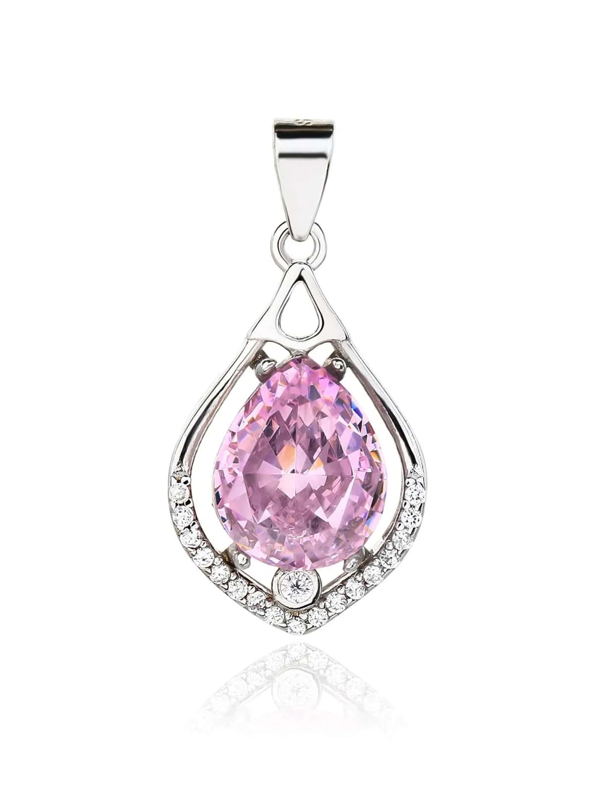 Colgante con circonitas rosa, plata de ley 925 con baño de rodio