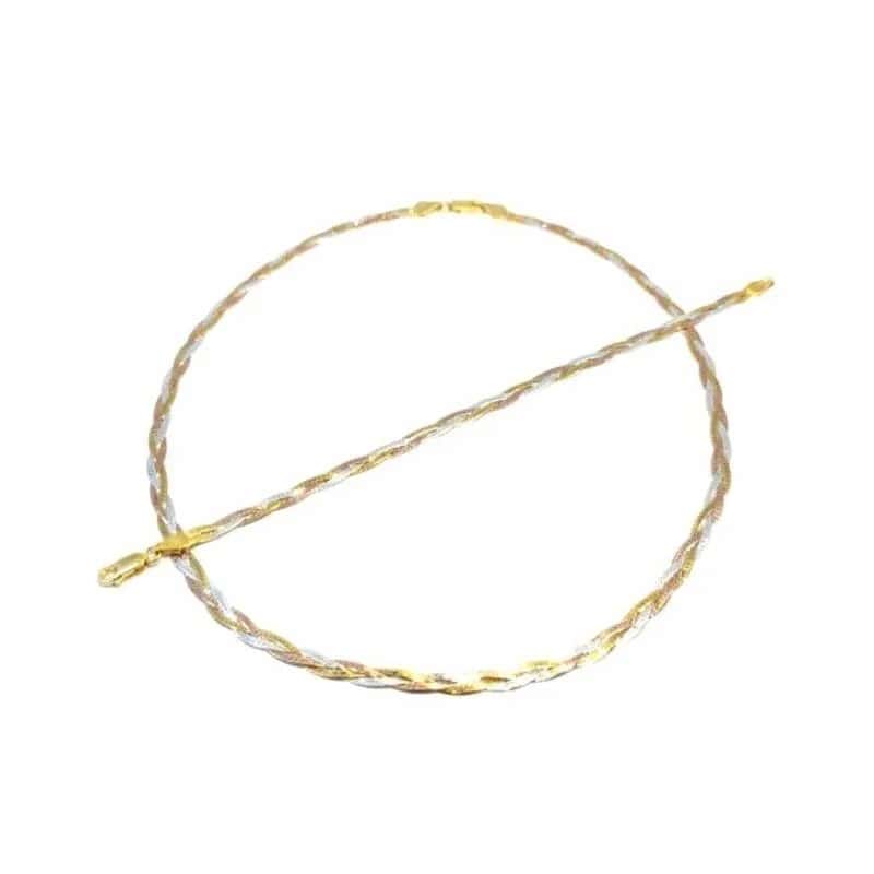Cadena plana de plata, trenzada de 3 hilos, con pulsera (tricolor)