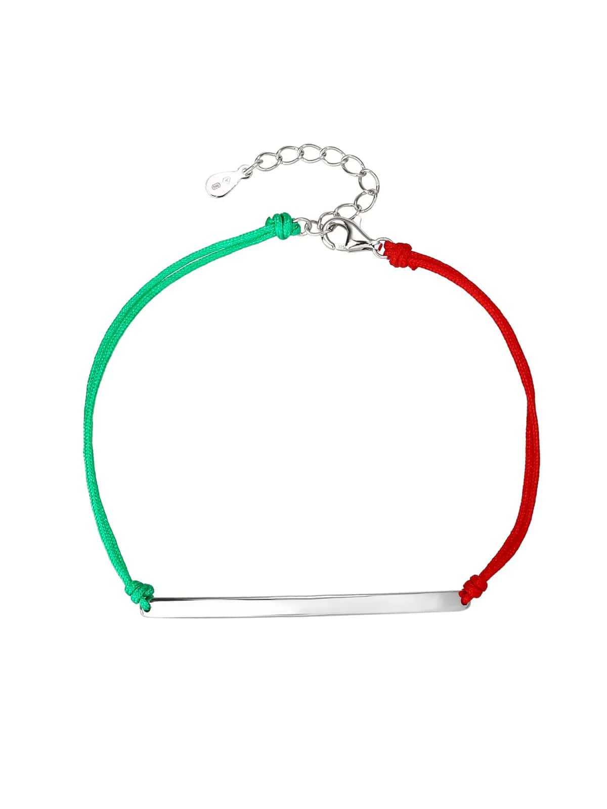 Pulsera Nemzeti Fény tricolor de cordón y plata de ley 925, grabable, con baño de rodio