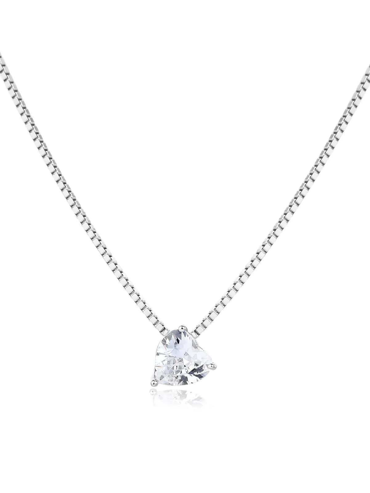 Collar con colgante de corazón y circonita, plata de ley 925 con baño de rodio (45+4 cm)