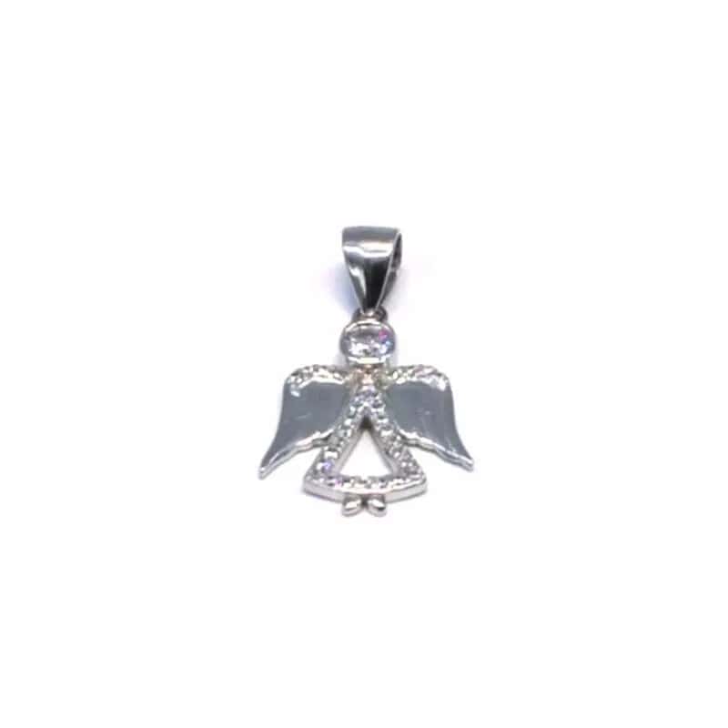 Colgante de angelito con piedras blancas