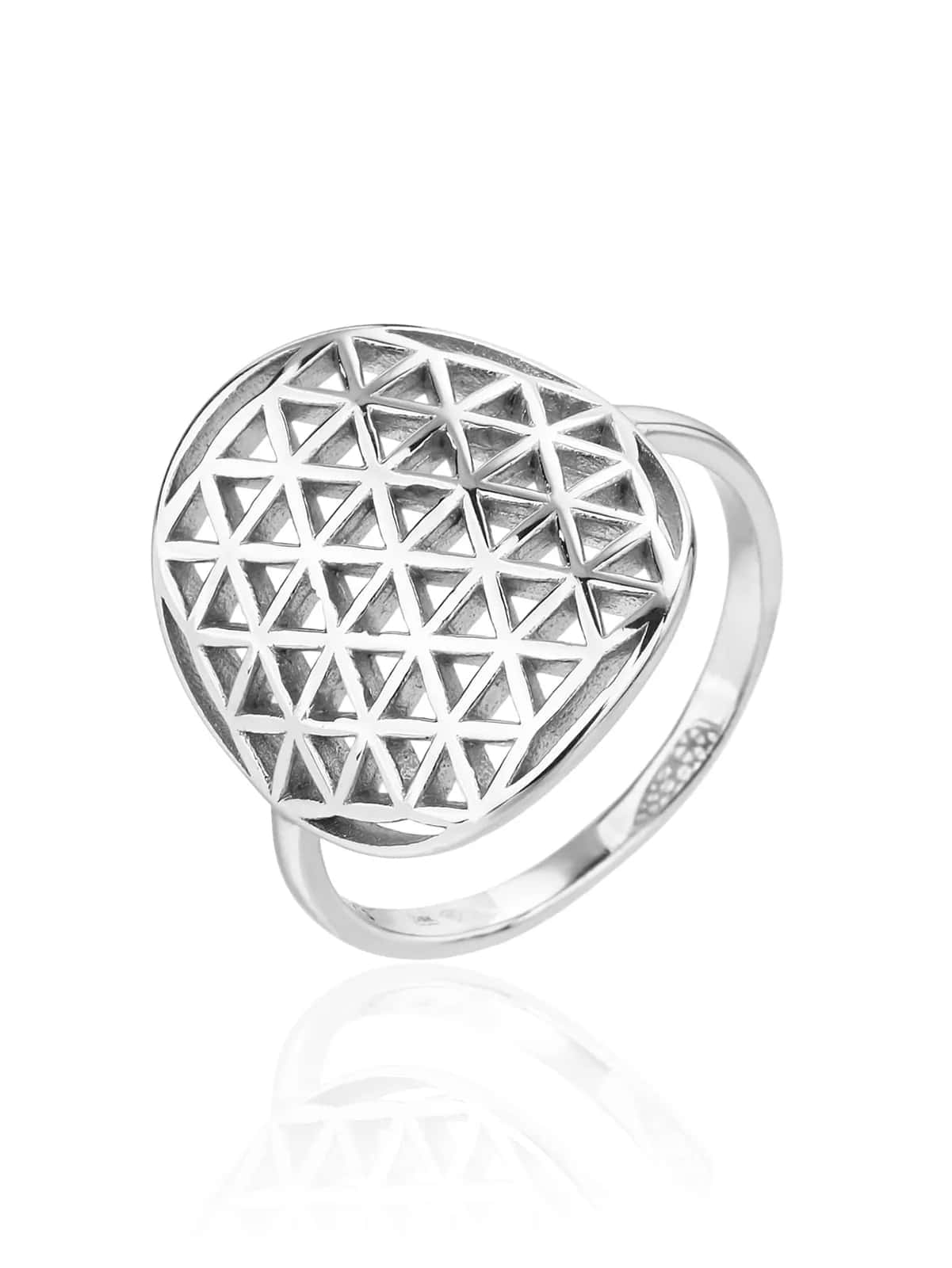 Anillo de plata para mujer con motivo de la flor de la vida